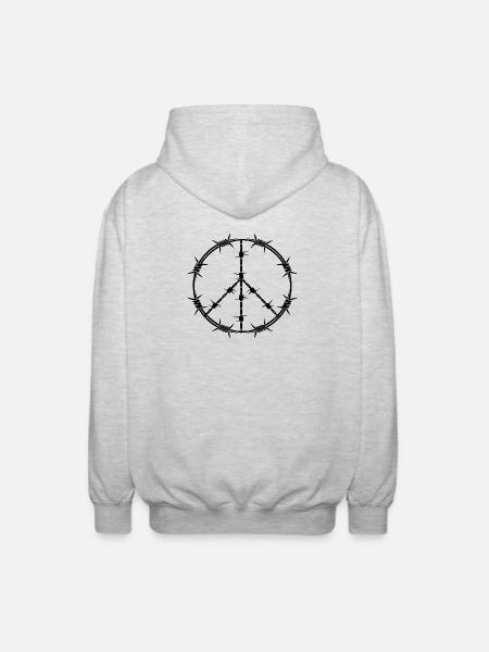 Peace and Love - Unisex Hooded Jacket - light heather grey