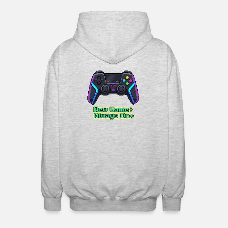 Neon Pixel Controller New Game Plus - Unisex Hooded Jacket - light heather grey