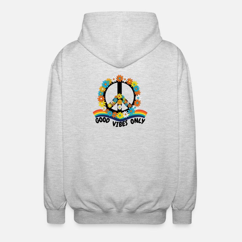 Flower Power Peace – Goood Vibes Only - Veste à capuche unisexe - gris clair chiné