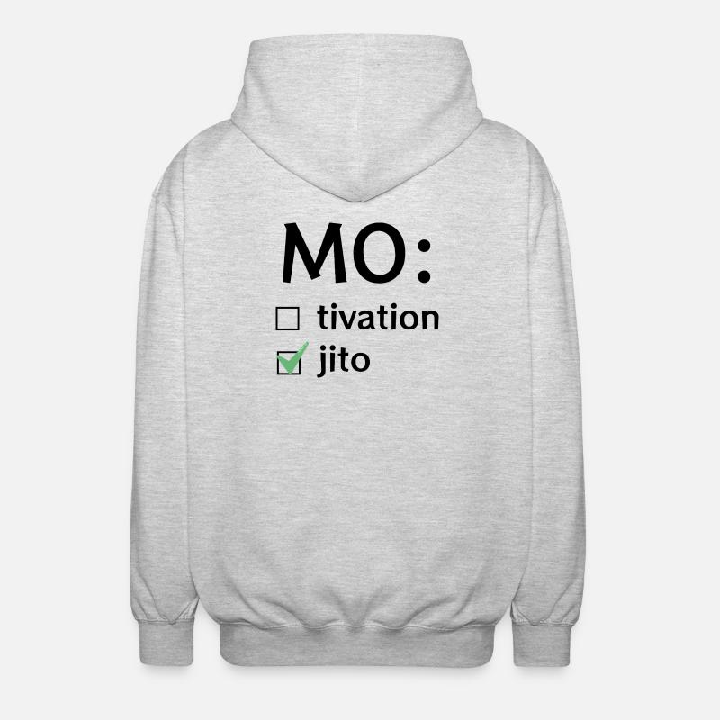 Motivation oder Mojito - Unisex Kapuzenjacke - Hellgrau meliert