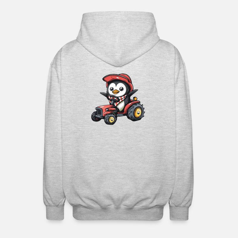Penguin Tractor Farmer - Unisex Hooded Jacket - light heather grey