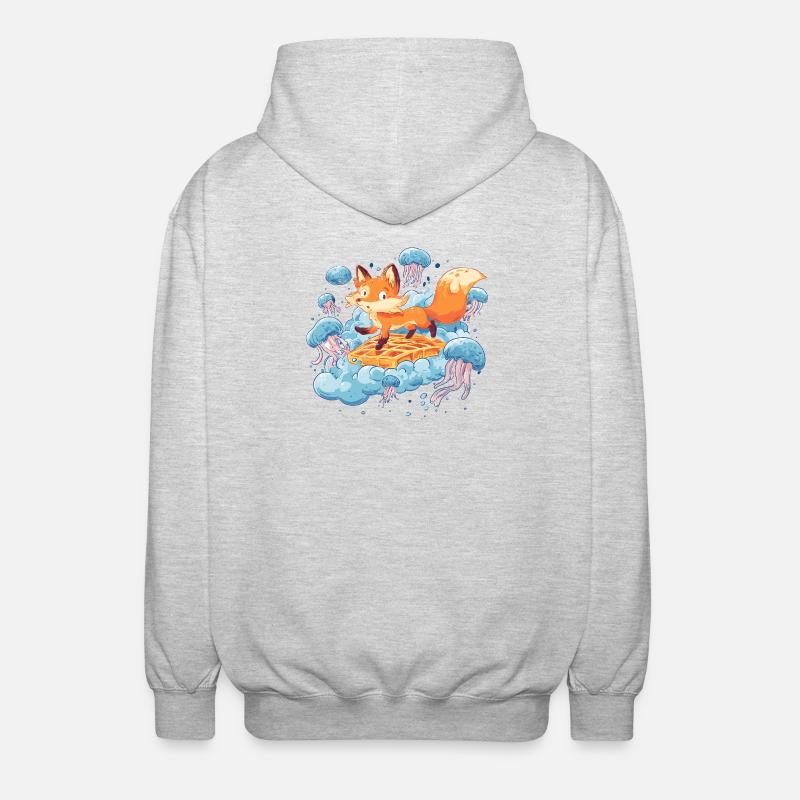 Fox on Waffle Dream - Veste à capuche unisexe - gris clair chiné