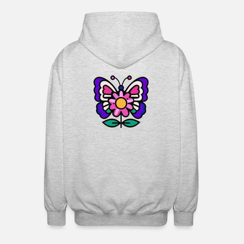 Papillon sur fleur - Veste à capuche unisexe - gris clair chiné