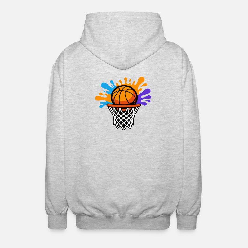 Basketball Splash Dunk Design graphique - Veste à capuche unisexe - gris clair chiné