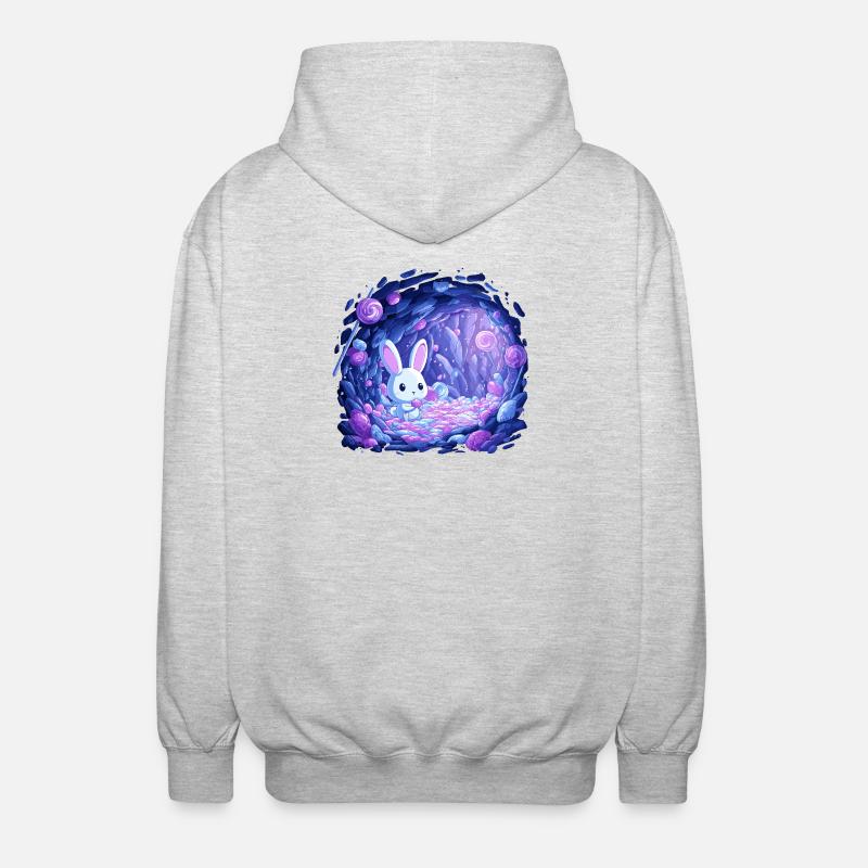 Sugar Cave Bunny in Candy Light - Unisex Hooded Jacket - light heather grey
