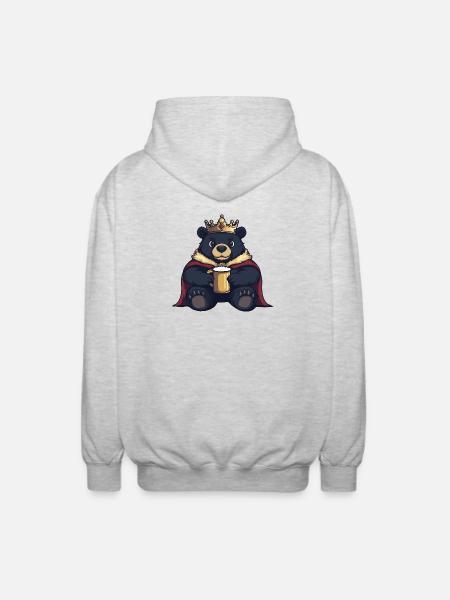 Bear Beer King - Unisex Hooded Jacket - light heather grey