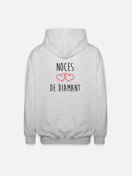 Wedding Anniversary - Diamond Wedding (60 years) - Unisex Hooded Jacket - light heather grey