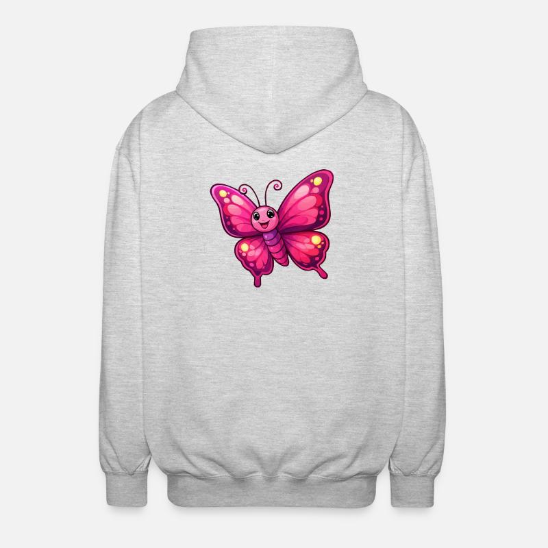 Gosig rosa fjäril - Luvjacka unisex - ljusgråmelerad