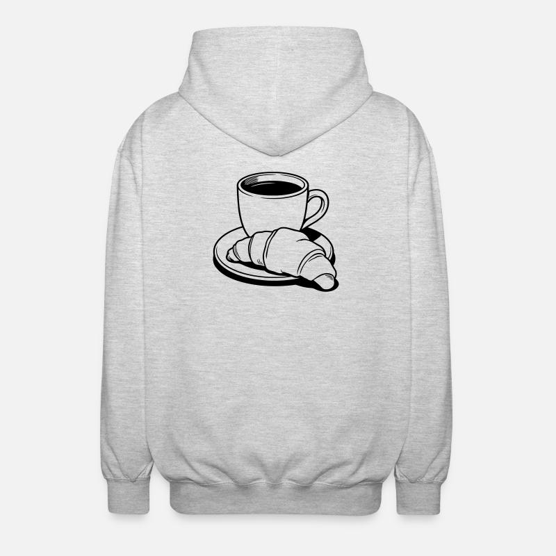 Kaffeecroissant - Unisex Kapuzenjacke - Hellgrau meliert
