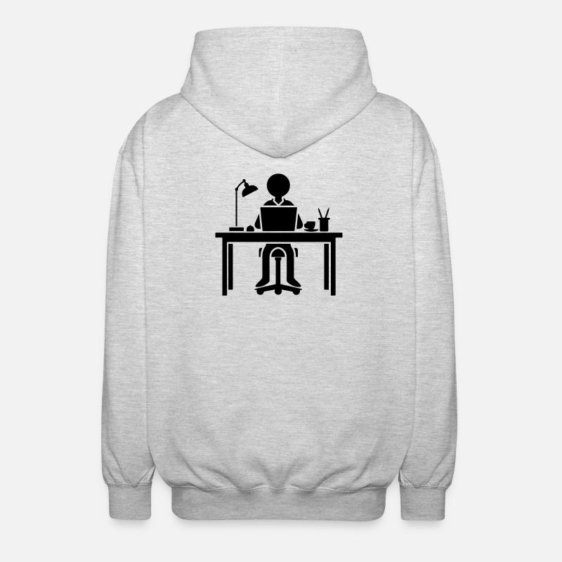 Arbeiter Computer Job Büro Lernen - Unisex Kapuzenjacke - Hellgrau meliert