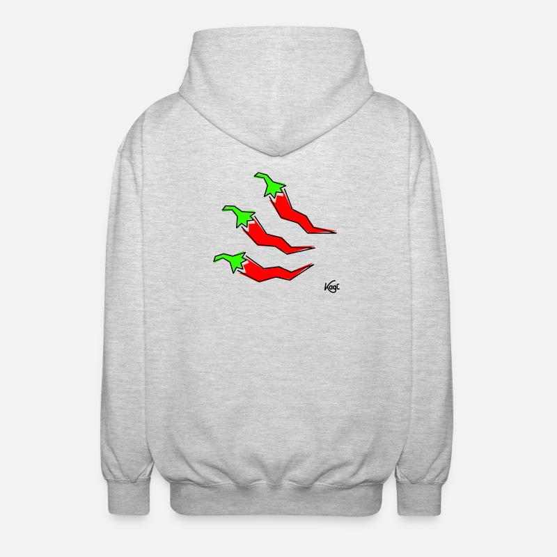 three pepperonis - Unisex Hooded Jacket - light heather grey