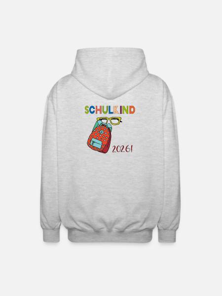 Schulkind 2026 - Unisex Kapuzenjacke - Hellgrau meliert