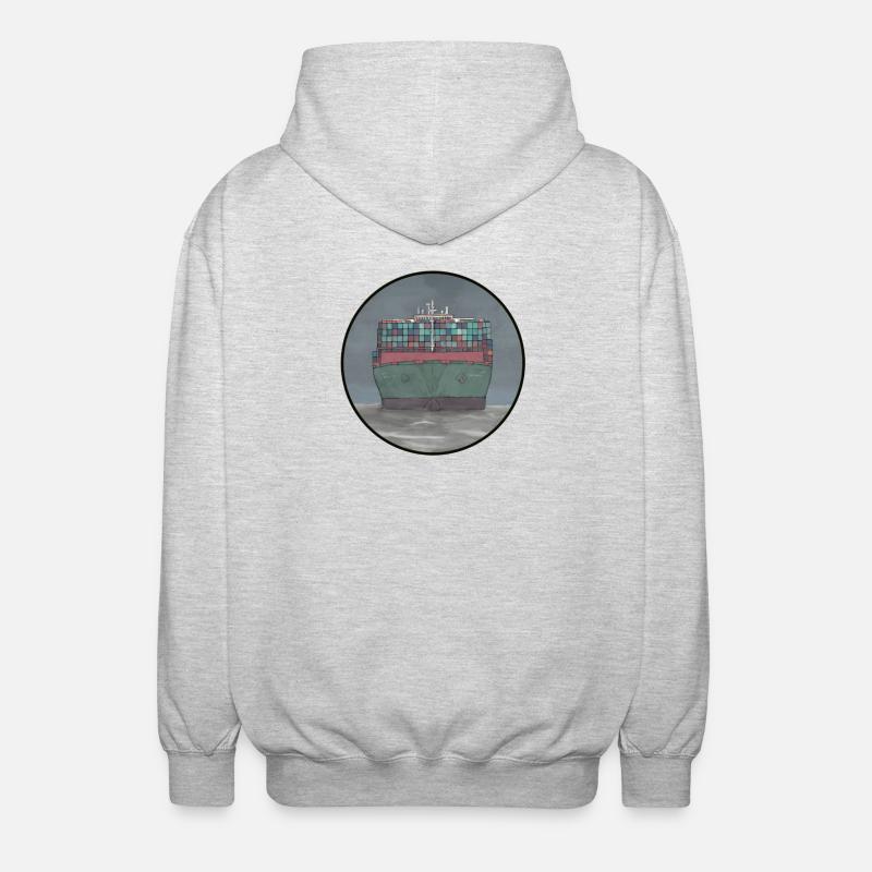Containerschiff - Unisex Kapuzenjacke - Hellgrau meliert