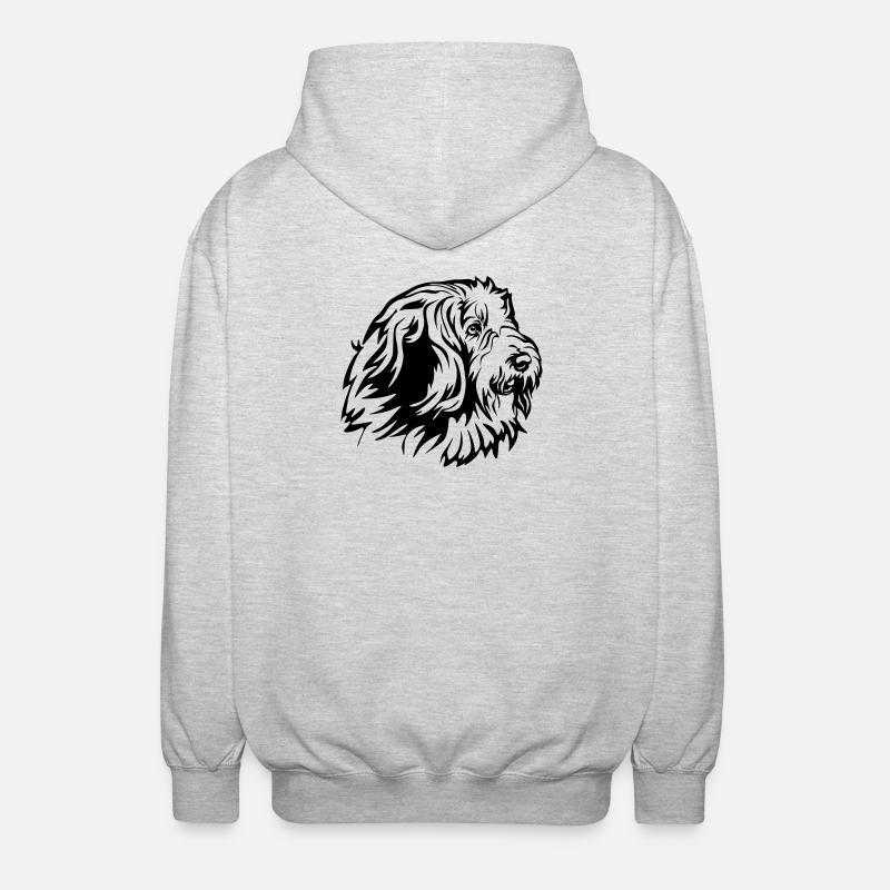 Bearded Collie Kopf - Unisex Kapuzenjacke - Hellgrau meliert