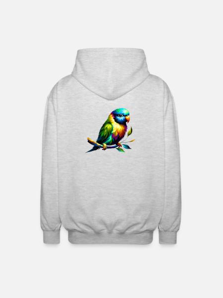 Regenbogensittich (01) - Unisex Kapuzenjacke - Hellgrau meliert