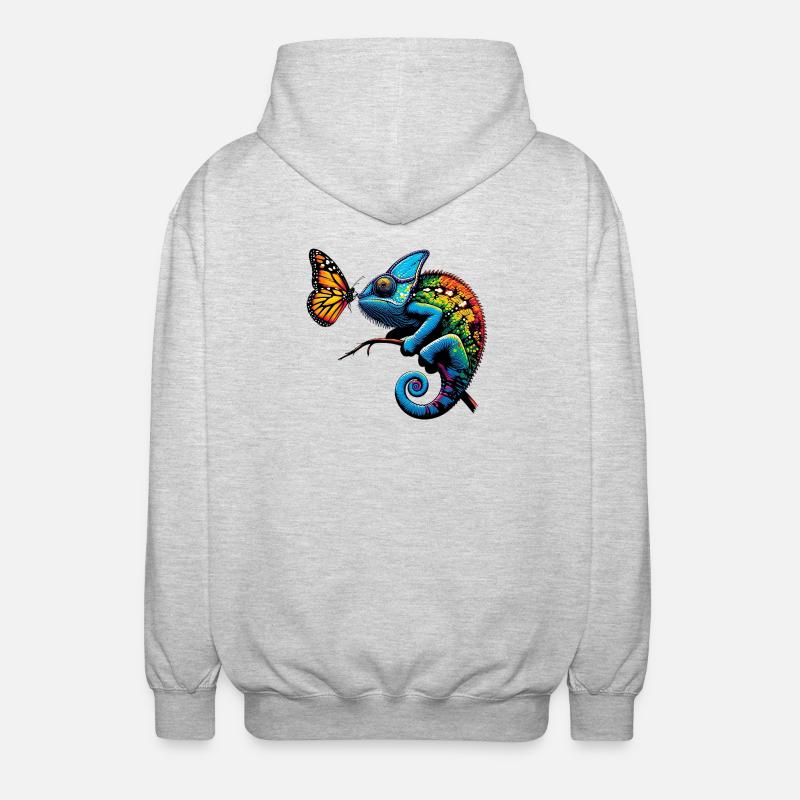Chameleon and Butterfly - Unisex Hooded Jacket - light heather grey