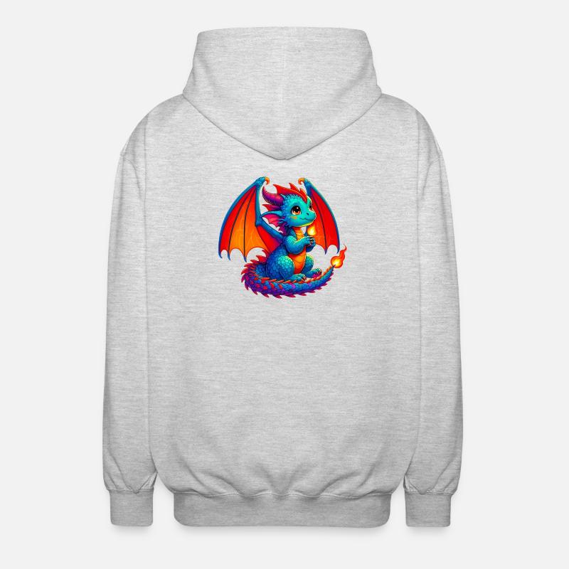 Drache - Unisex Kapuzenjacke - Hellgrau meliert