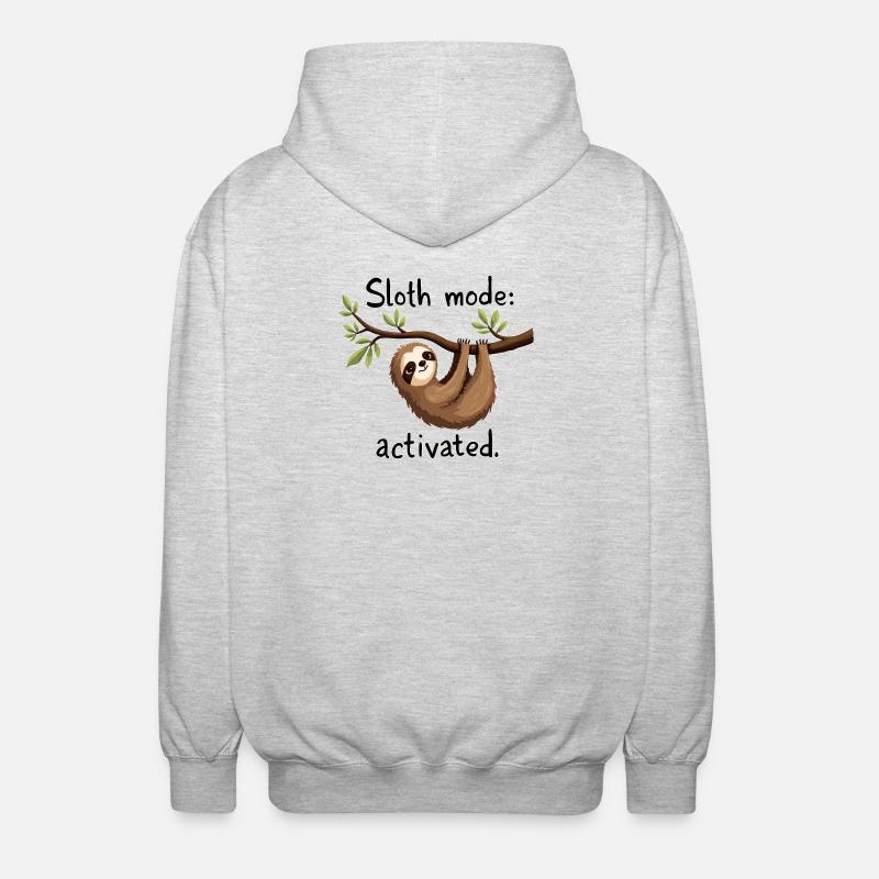 Sloth Mode Activated: Hanging Sloth Art - Unisex Hooded Jacket - light heather grey