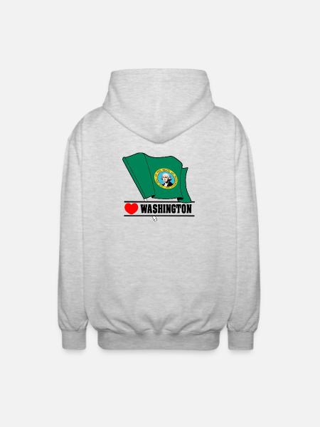 Flag Washington heart WASHINGTON - Unisex Hooded Jacket - light heather grey