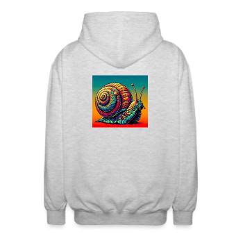 Schnecke - Unisex Kapuzenjacke - Hellgrau meliert - Hinten - AI Model Male 185 light (185cm)