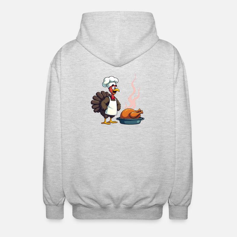 Cuisinier de dinde de Thanksgiving - Veste à capuche unisexe - gris clair chiné