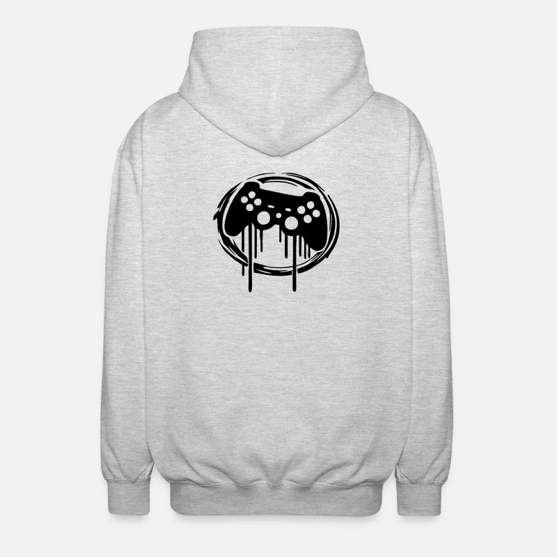 Gaming Controller Circle Pattern - Unisex Hooded Jacket - light heather grey