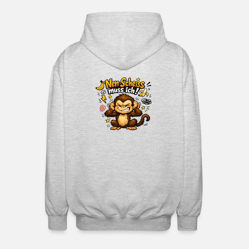 Nen Scheiss Muss Ich Affe - Unisex Kapuzenjacke - Hellgrau meliert