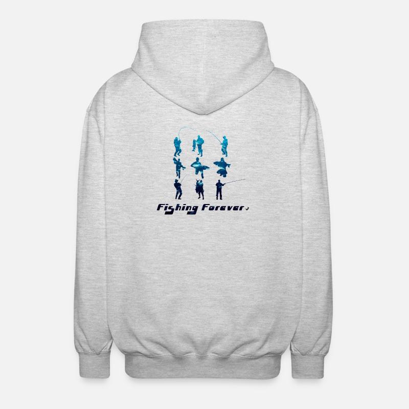 Silhouettes du pêcheur Pêchent pour toujours - Veste à capuche unisexe - gris clair chiné