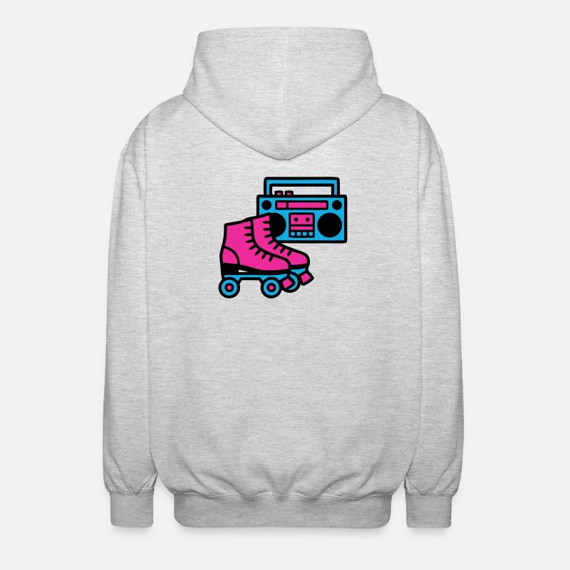 Rollschuhe Boombox 80er Retro - Unisex Kapuzenjacke - Hellgrau meliert
