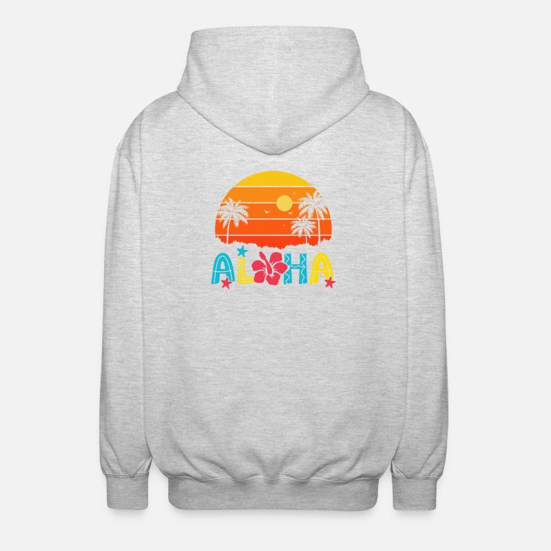 Aloha Sunset Palm Hibiscus - Veste à capuche unisexe - gris clair chiné
