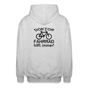 Doktor Fahrrad Radfahrer Spruch Geschenk Medizin - Unisex Kapuzenjacke - Hellgrau meliert - Hinten - AI Model Male 185 light (185cm)