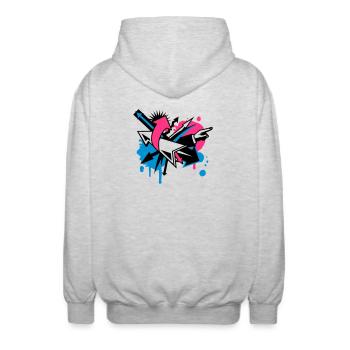 Pfeile in verschiedene Richtungen - Unisex Kapuzenjacke - Hellgrau meliert - Hinten - AI Model Male 185 light (185cm)