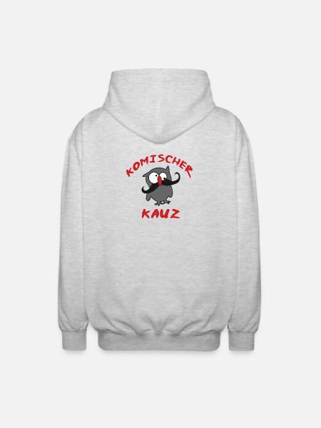 komischer Kauz - Unisex Kapuzenjacke - Hellgrau meliert