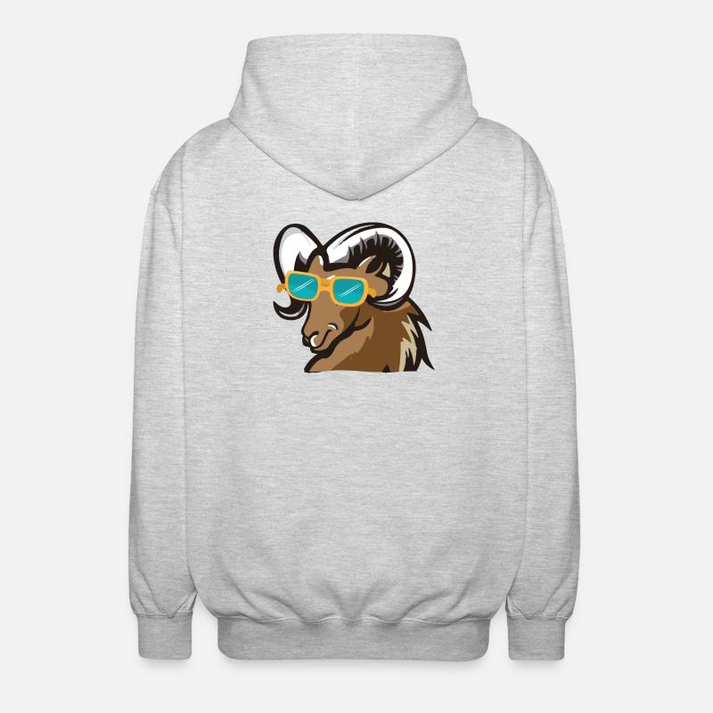 Ram avec des lunettes de soleil - Veste à capuche unisexe - gris clair chiné