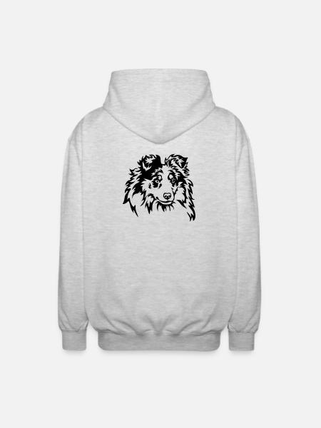 Sheltie Head - Veste à capuche unisexe - gris clair chiné