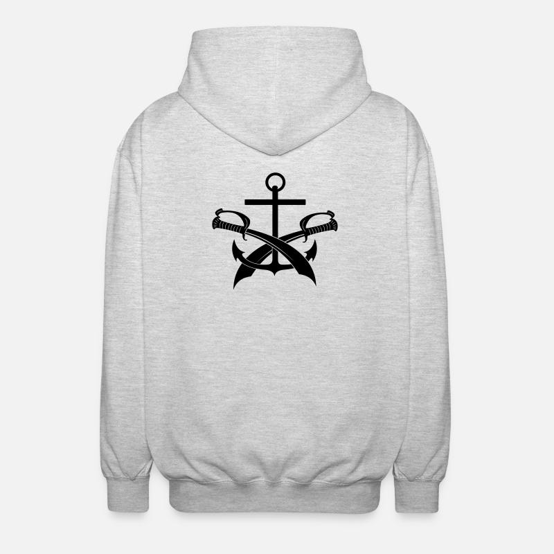 Anker und zwei Schwerter - Unisex Kapuzenjacke - Hellgrau meliert