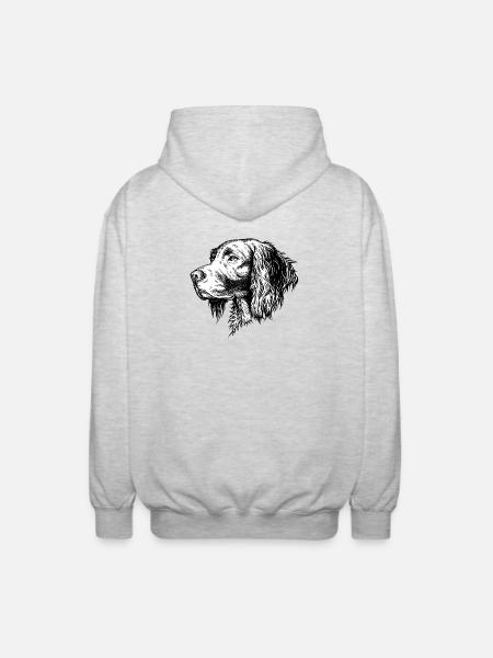 Münsterländer Portrait - Unisex Kapuzenjacke - Hellgrau meliert