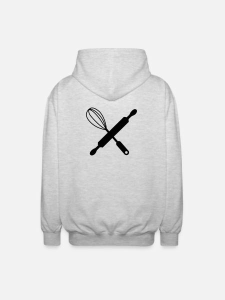 Crossed rolling pin and whisk - Unisex Hooded Jacket - light heather grey