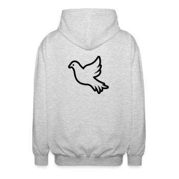 Taube Kontur Umriss Friedenssymbol - Unisex Kapuzenjacke - Hellgrau meliert - Hinten - AI Model Male 185 light (185cm)