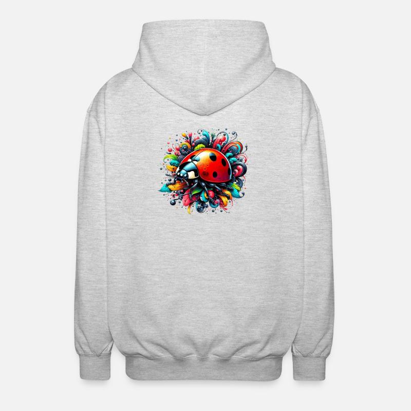 Marienkäfer - Unisex Kapuzenjacke - Hellgrau meliert