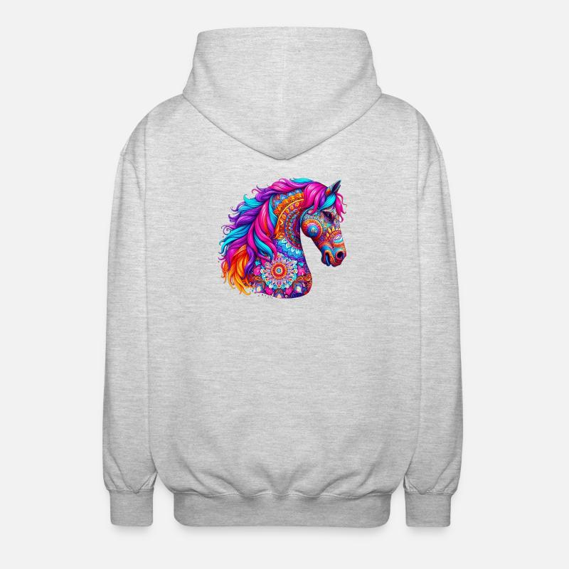 Cheval Mandala Dessin Inde Inde - Veste à capuche unisexe - gris clair chiné