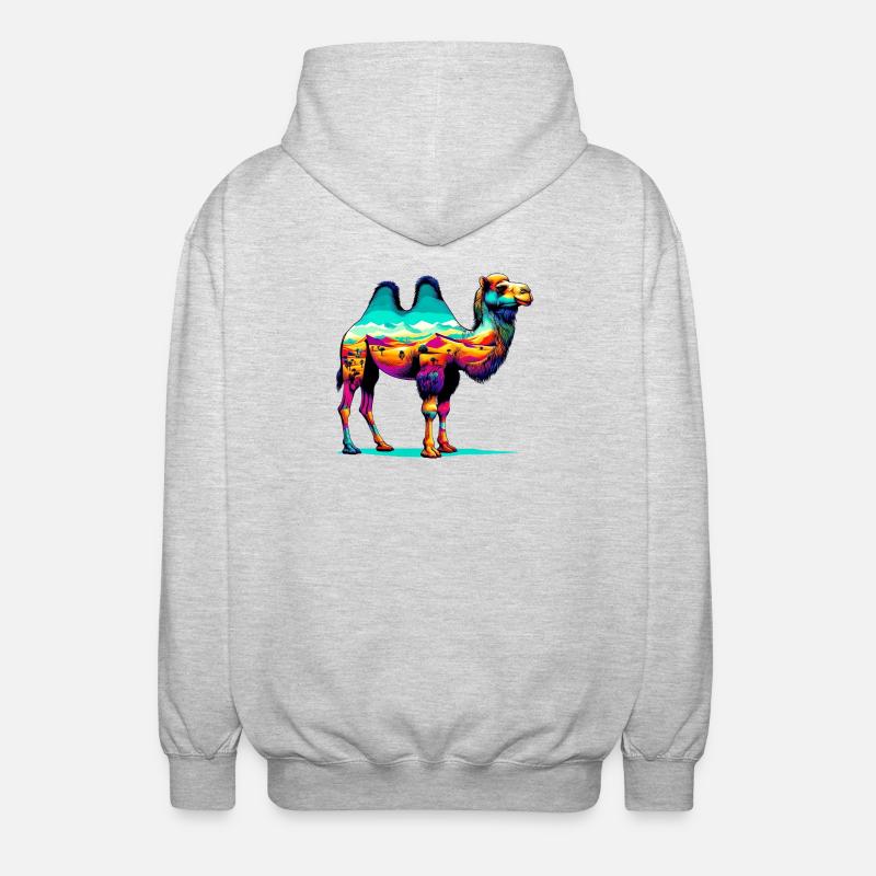 Kamel - Unisex Kapuzenjacke - Hellgrau meliert