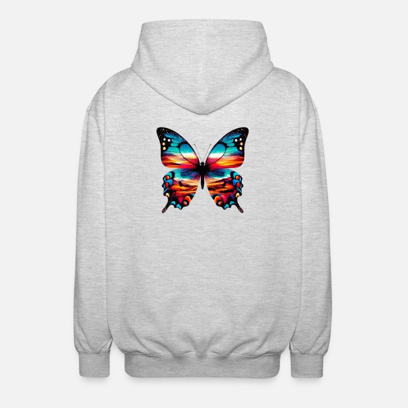 Schmetterling - Unisex Kapuzenjacke - Hellgrau meliert
