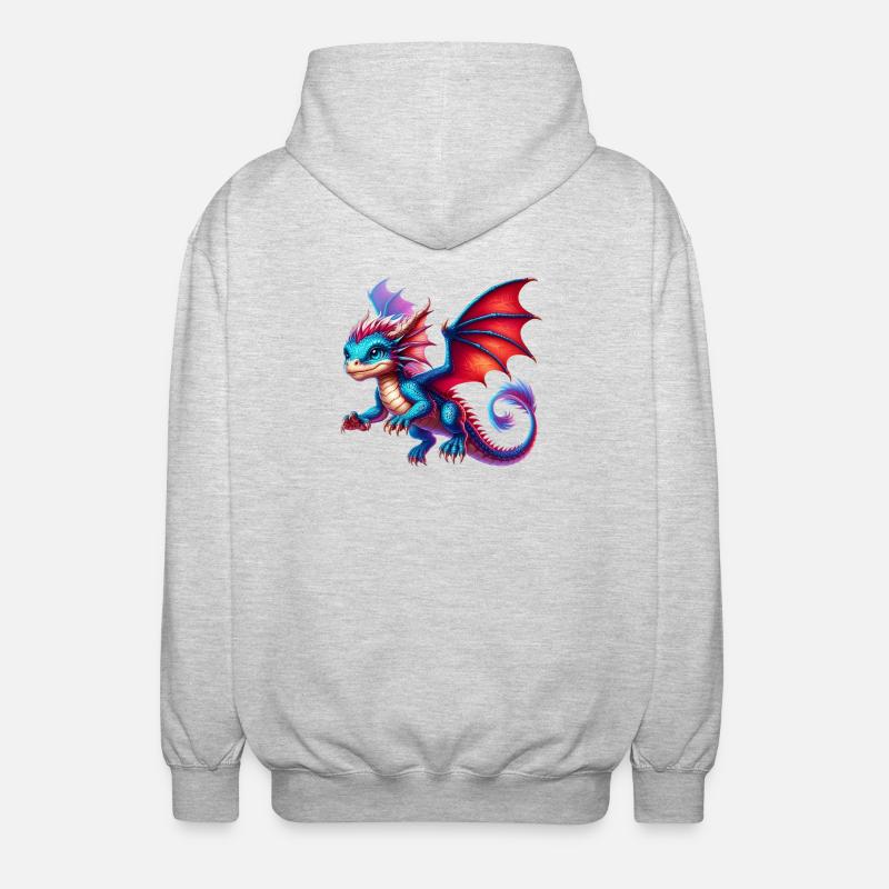 Drache - Unisex Kapuzenjacke - Hellgrau meliert