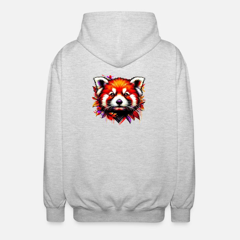Red panda - Unisex Hooded Jacket - light heather grey
