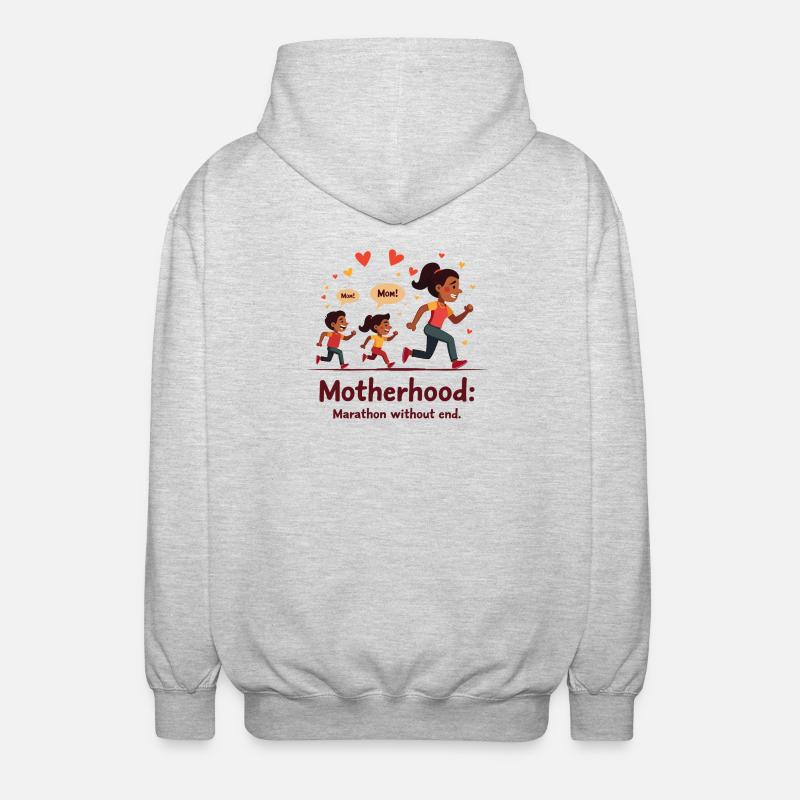 Muttersein: Marathon ohne Ende. - Unisex Kapuzenjacke - Hellgrau meliert