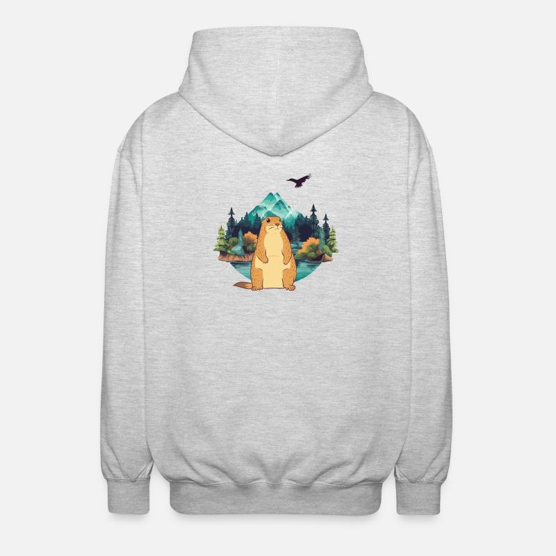 Murmeltier - Unisex Kapuzenjacke - Hellgrau meliert