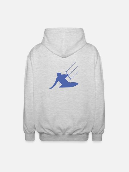 Kitesurfer Silhouette Sea Waves Adventure - Unisex Hooded Jacket - light heather grey