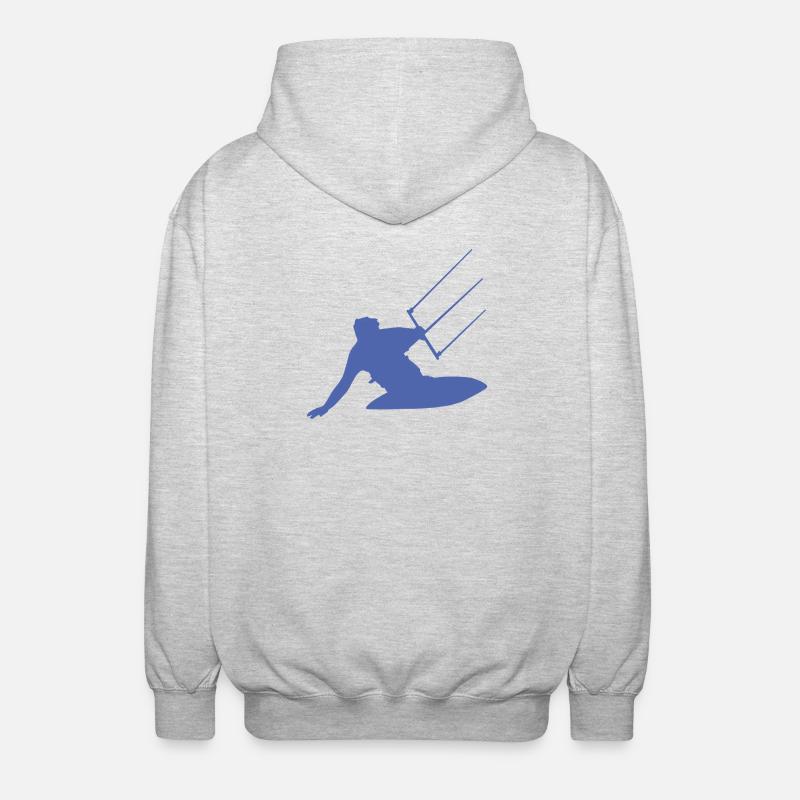 Kitesurfeur silhouette mer vagues aventure - Veste à capuche unisexe - gris clair chiné