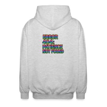 Error Message 404 Patience not found lustig - Unisex Hooded Jacket - light heather grey - Back - AI Model Male 185 light (185cm)